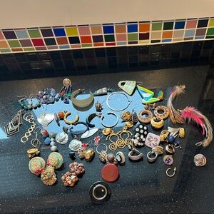 Mixed Vintage Costume Jewelry Lot - Multicolor Earrings & Charms